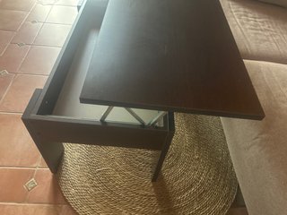 Mesa centro elevable madera oscura