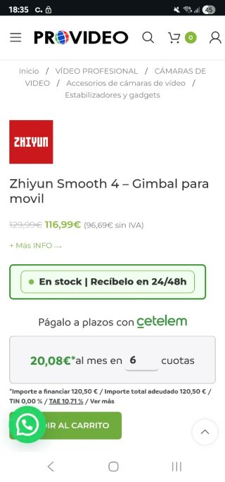 Estabilizador Zhiyun Smooth 4 Gimbal