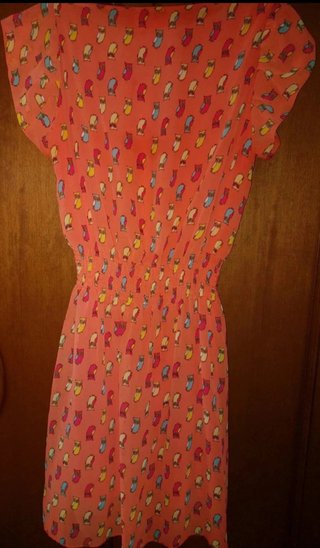 Vestido gasa estampado búhos talla L