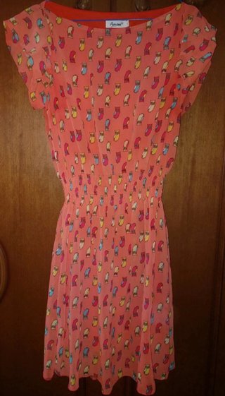 Vestido gasa estampado búhos talla L