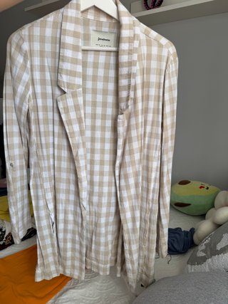 Americana cuadros beige y blanco Talla M