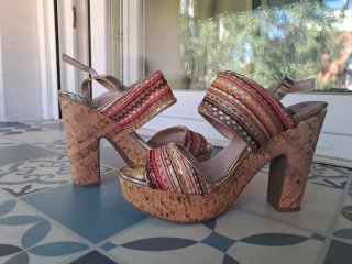 Sandalias de tacón plataforma multicolor