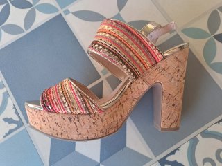 Sandalias de tacón plataforma multicolor