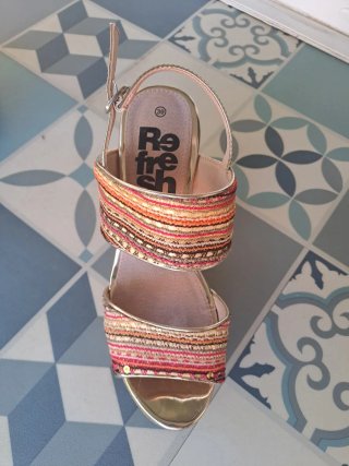 Sandalias de tacón plataforma multicolor