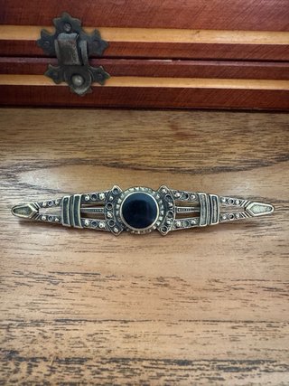 Broche Vintage Latón Art Decó Negro