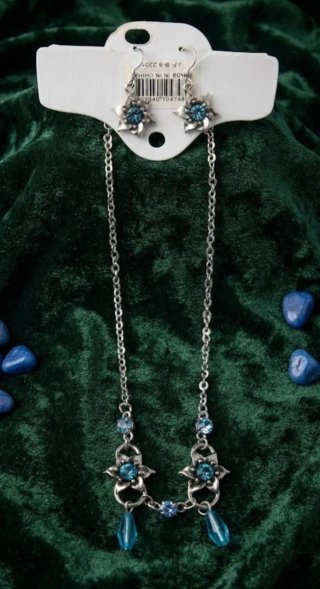 Conjunto Colgante y Pendientes Flor Azul