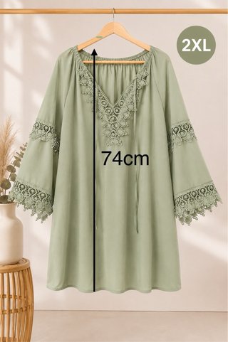 Blusa verde manzana talla XXL con encaje