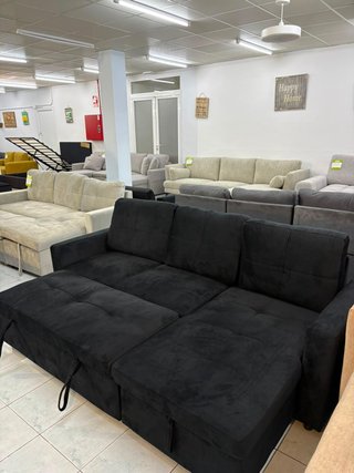 Sofá chaise longue terciopelo negro