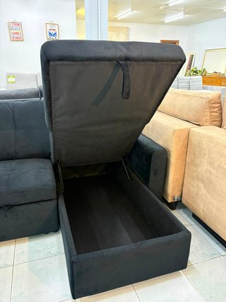 Sofá chaise longue terciopelo negro