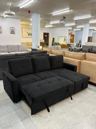 Sofá chaise longue terciopelo negro