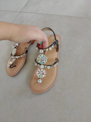 Sandali donna gioiello beige/argento taglia 40