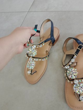 Sandali donna gioiello beige/argento taglia 40