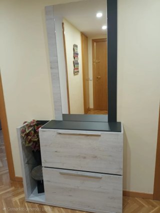Mueble recibidor zapatero blanco y negro