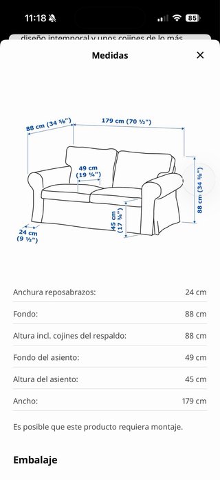 Sofá Ektorp IKEA Azul