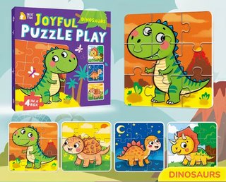Caja con 4 puzles Infantiles Dinosaurios. Nuevo.