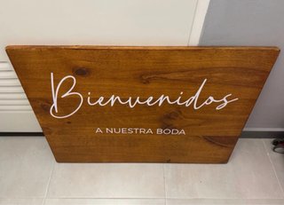 Cartel Bienvenida Boda Madera 50x70