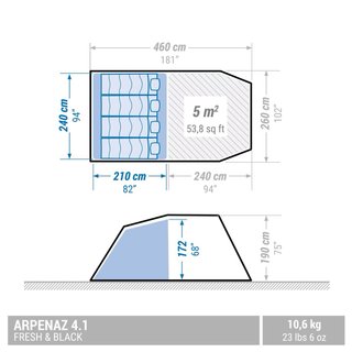 Tienda campaña 4.1 4 personas Quechua Arpenaz F&B