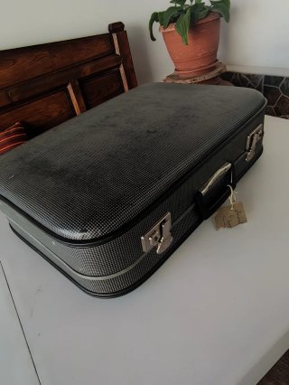 Maleta Vintage Años 60 Negra y Gris