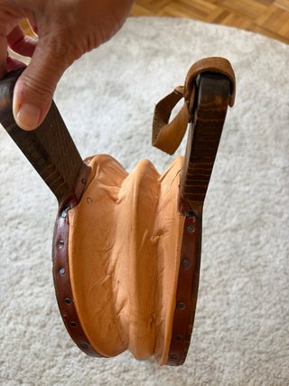 Soffietto artigianale in legno e pelle inciso a fuoco
