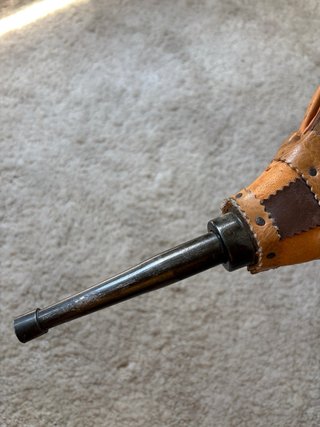 Soffietto artigianale in legno e pelle inciso a fuoco