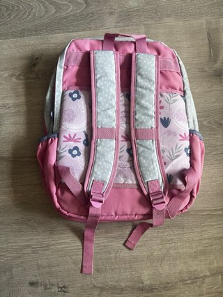 Mochila Enso gris y rosa con adornos
