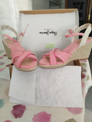 Sandalias cuña esparto Pepe Jeans rosas