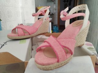 Sandalias cuña esparto Pepe Jeans rosas