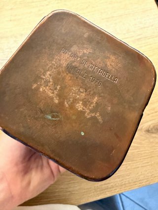 Vaso rame smaltato a fuoco firmato