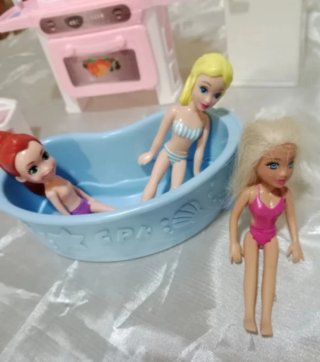 Set Polly Pocket Cocina Baño Accesorios
