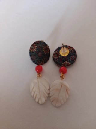 Pendientes pluma y coral