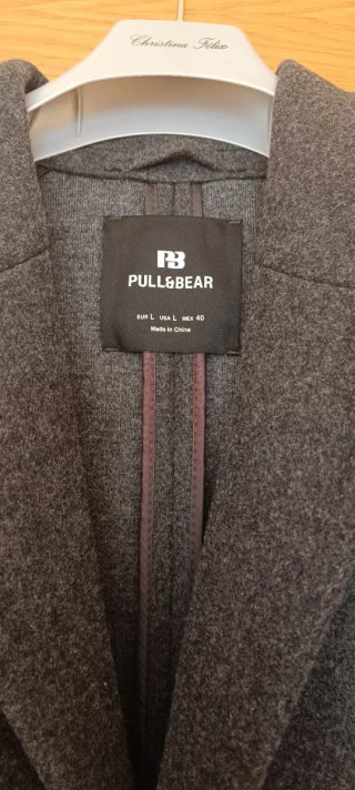Abrigo paño gris Pull&Bear L 40 nuevo sin etiqueta