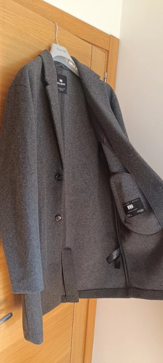 Abrigo paño gris Pull&Bear L 40 nuevo sin etiqueta