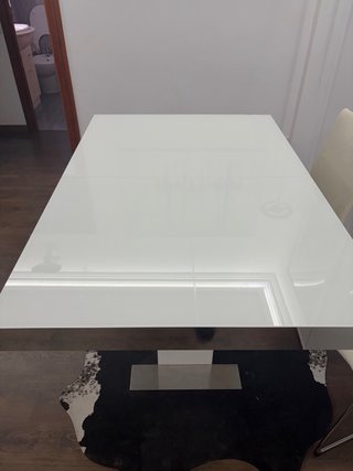Mesa Comedor Extensible Cristal Blanco
