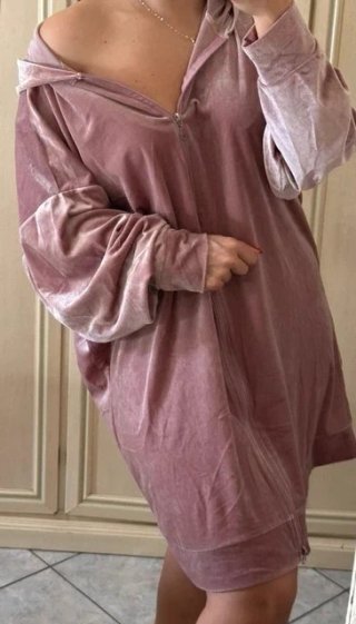 Vestido Sudadera Terciopelo Rosa Talla Única