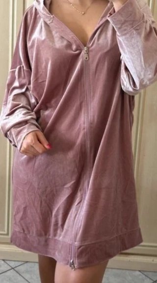Vestido Sudadera Terciopelo Rosa Talla Única