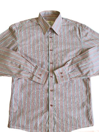 Camisa larga de rayas formal vintage Gendive 90s L