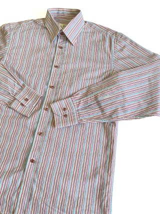 Camisa larga de rayas formal vintage Gendive 90s L