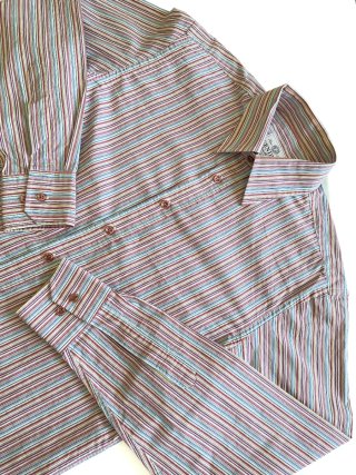 Camisa larga de rayas formal vintage Gendive 90s L