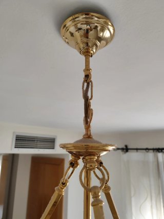 Lámpara de techo alabastro y metal dorado