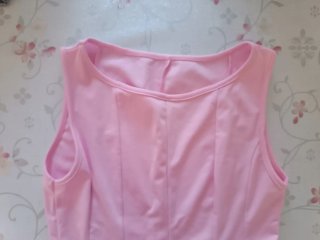 Camiseta rosa peplum sin mangas