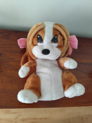 Peluche perro grande marrón y blanco