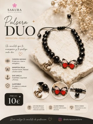 Pulsera Duo Sakura Negra y Dorada