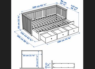 Cama nido / diván HEMNES de IKEA + 2 colchones