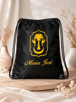 Mochila personalizada negra con nombre