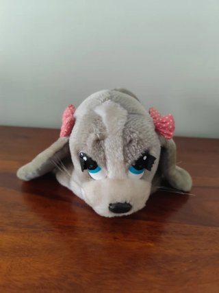 Set 2 peluches perro grises con lazos