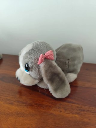 Set 2 peluches perro grises con lazos