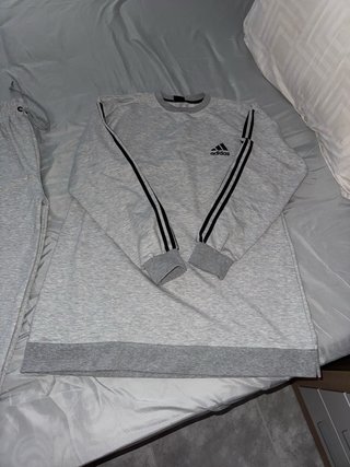Sudadera Adidas Gris Logo Negro