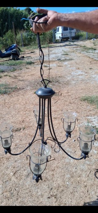 Lámpara de techo Lamoara metal y cristal