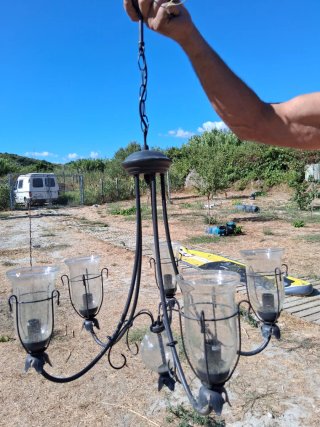 Lámpara de techo Lamoara metal y cristal