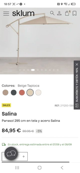 Sombrilla grande para terraza color beige